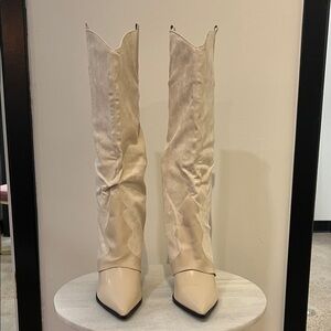 Elegant Cream Knee-High Women's Boots